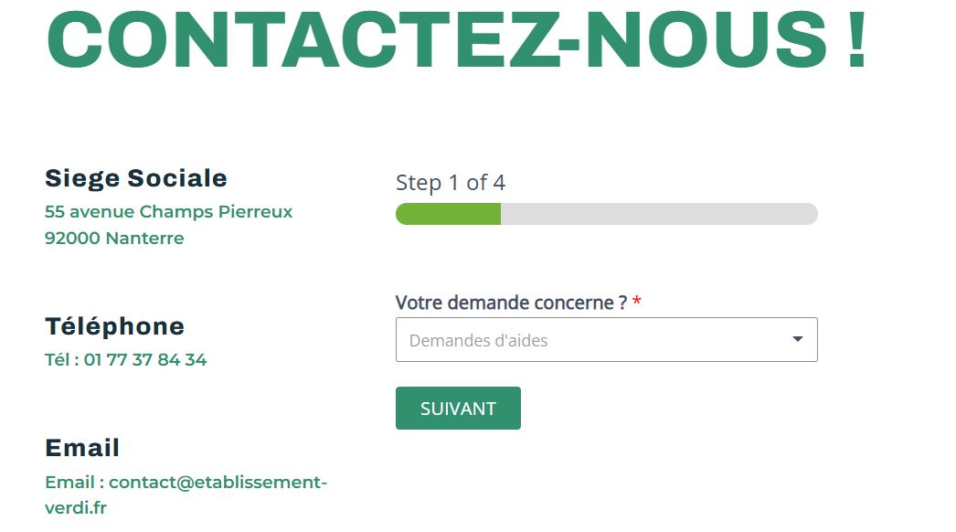 Contact Etablissement Verdi